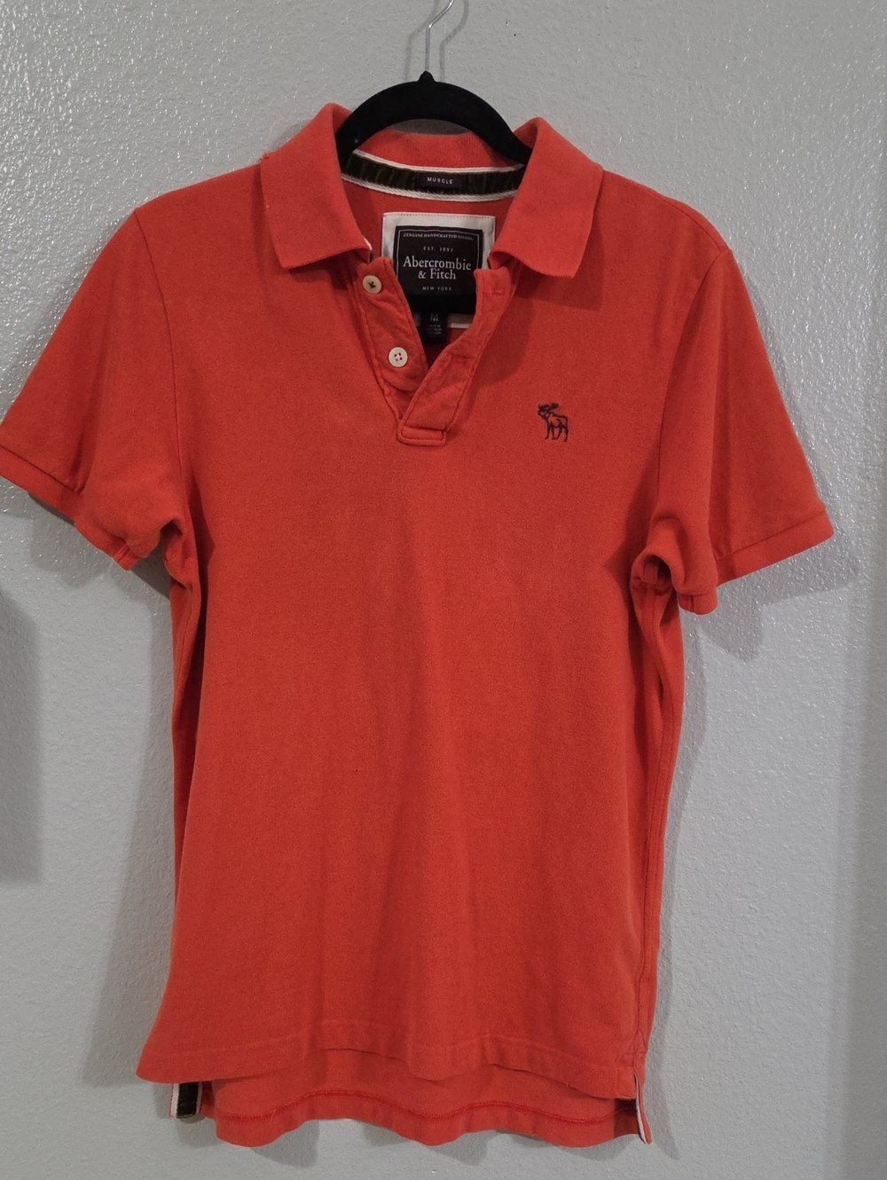 Abercrombie & Fitch Men's Muscle Fit Orange Polo Shirt